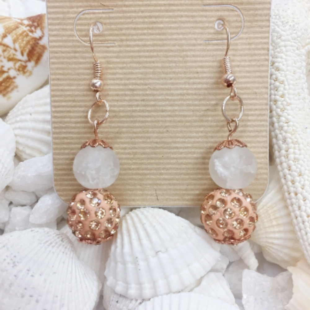 Anthropologie, rose gold, rhinestone earrings, New - Picture 3 of 3